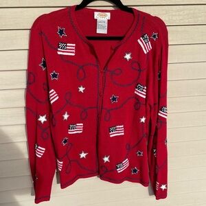 Talbots Petites Patriotic Flag Stars Sweater Size LP